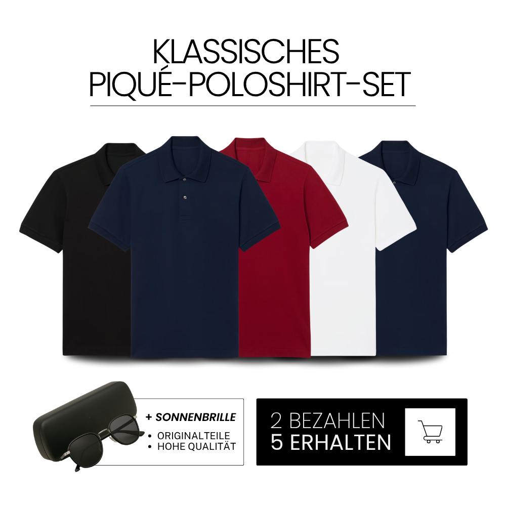 LCT KLASSISCHES PIQUÉ-POLOSHIRT SET [ 2 BEZAHLEN 5 ERHALTEN] + SONNENBRILLE